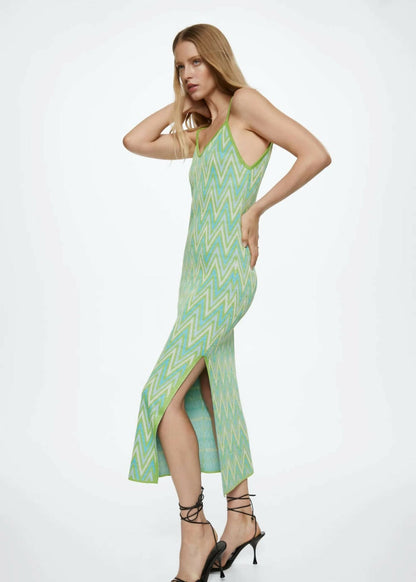 Mango Zig Zag Green maxi dress