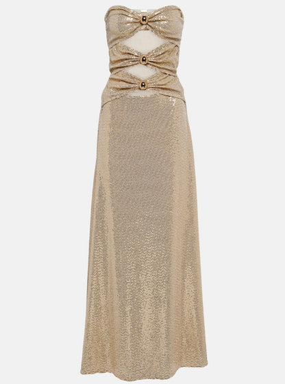 Dodo Bar Or Gold Cutout off-shoulder maxi dress