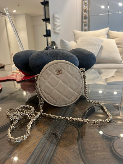 Pre-Loved Chanel™ 2018 Black Caviar Leather Mini Round Chain Bag