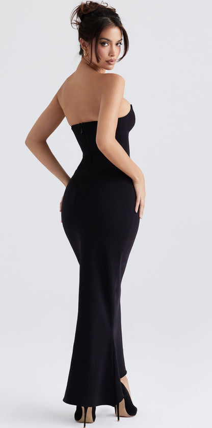 House of CB Strapless Black maxi dress