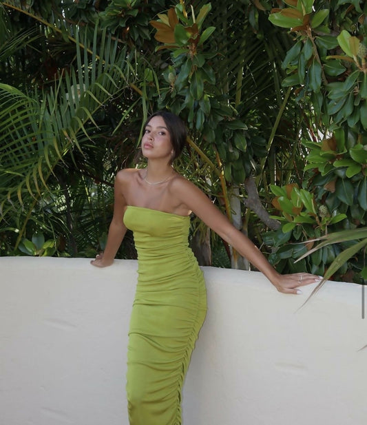 Nakd strapless Green maxi dress