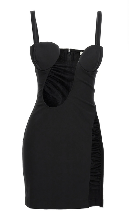 Nensi Dojaka Asymmetric Ruched Cut-Out Mini Dress