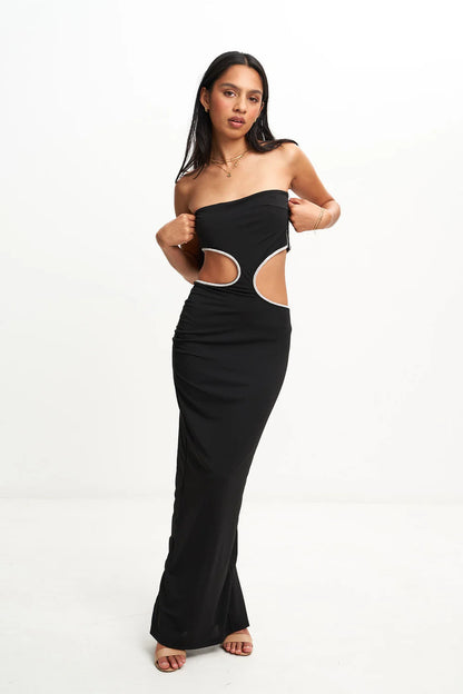 Meshki Jaden Strapless Cut-Out Maxi Dress Black