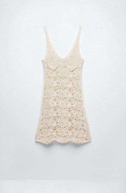 Zara Lattice White mini dress