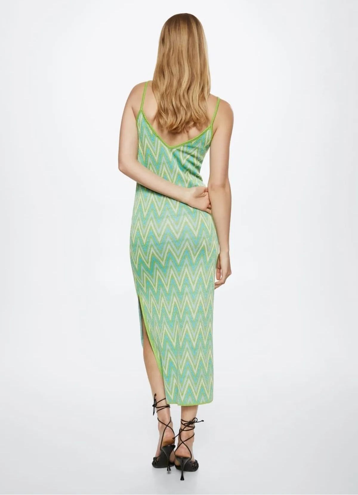 Mango Zig Zag Green maxi dress