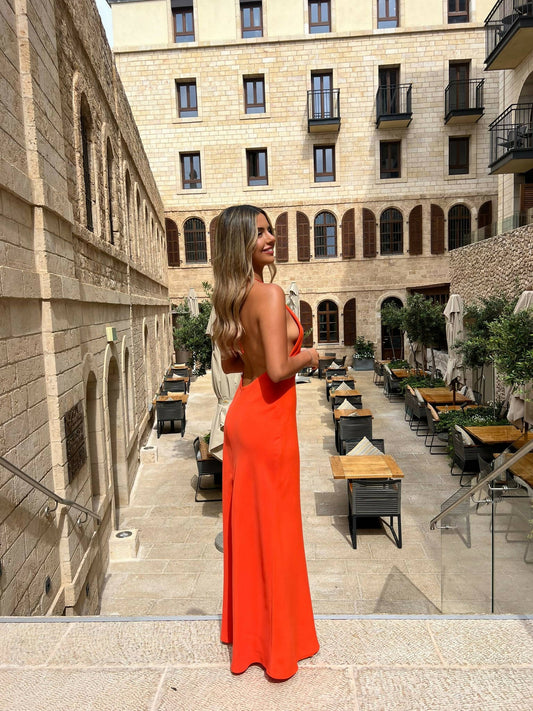 Custom Designed Orange maxi dress